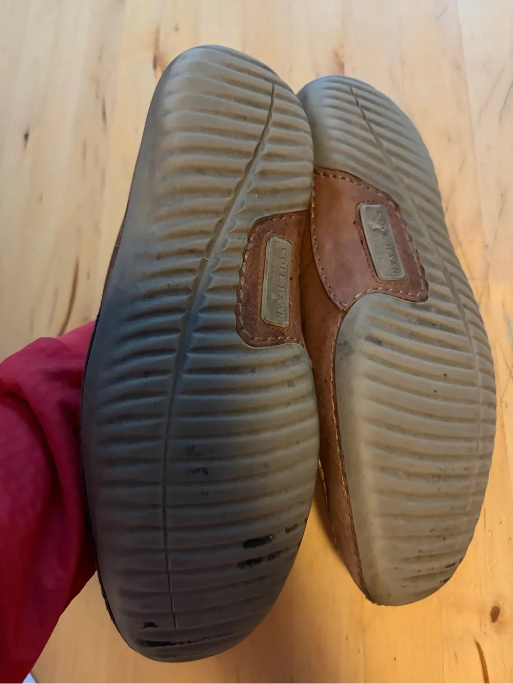Cole Haan Tan Leather Moc Toe Slip-Ons